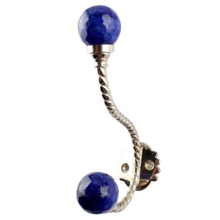 Round Navy Blue Glass Brass Hook Online